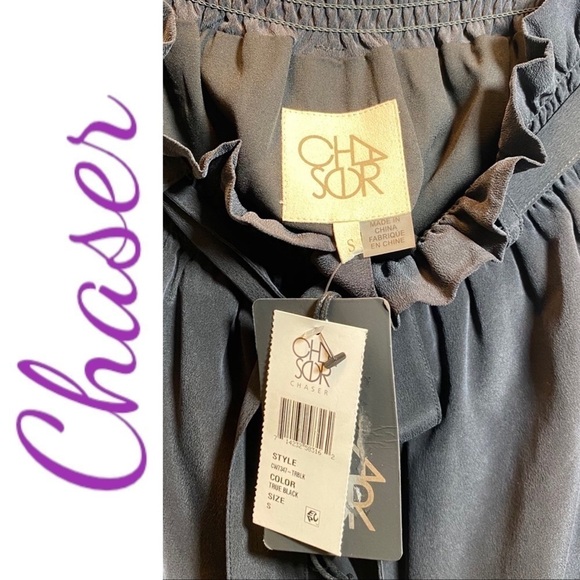 NWT CHASER Black 100% Silk Paper Bag Mini Skirt, Size Small - Picture 6 of 11